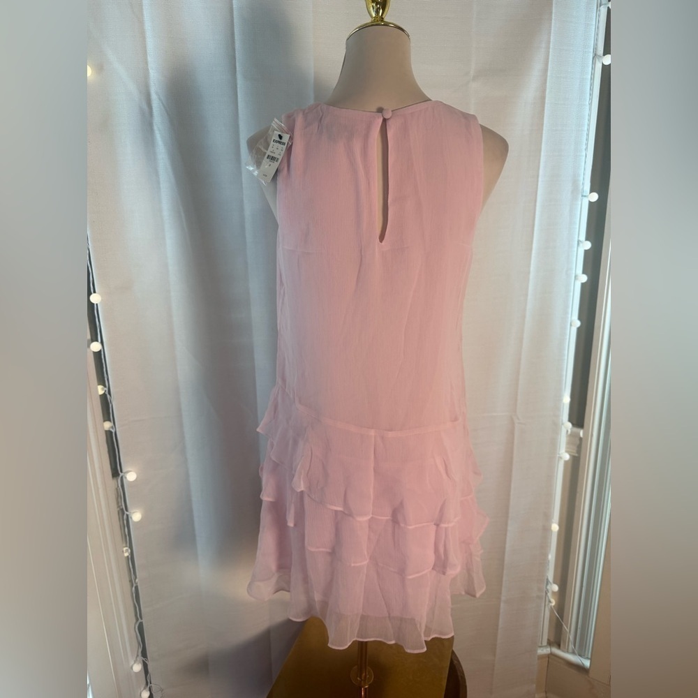 Express Pastel Pink Tiered Ruffle Cocktail Dress Sleeveless Women’s Small - Picture 7 of 8